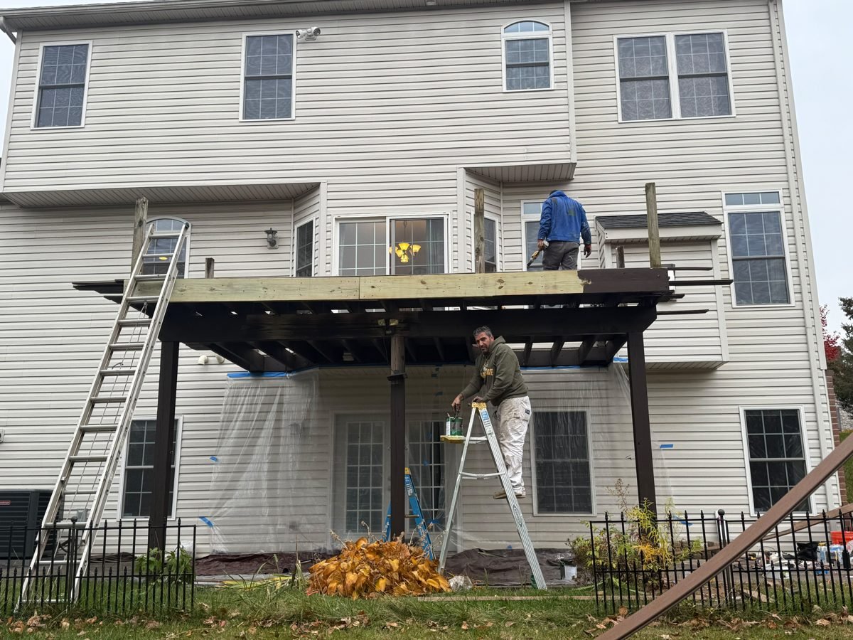 CIG crew framing a second-story deck